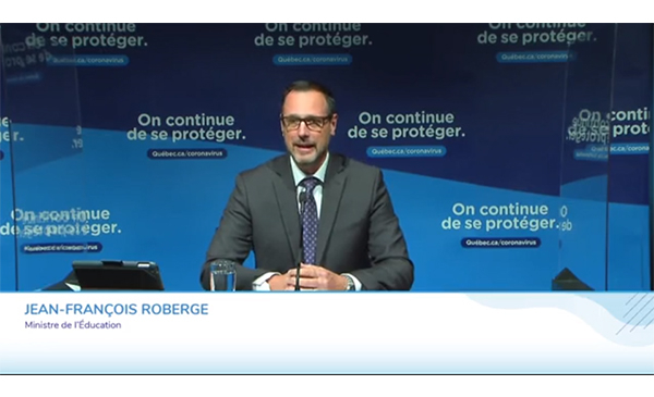 Jean-François Roberge, ministre de l’Éducation et député de Chambly (Photo : capture d’écran de la conférence de presse)